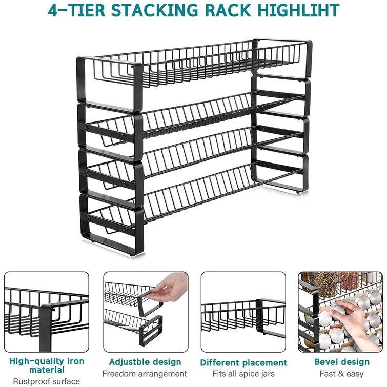 Freestanding Spice Rack with Adjustable Racks